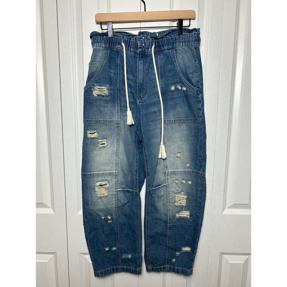 Free People We The Free In My Time Denim Cargo Jeans gorpcore utilitarian - Picture 1 of 7